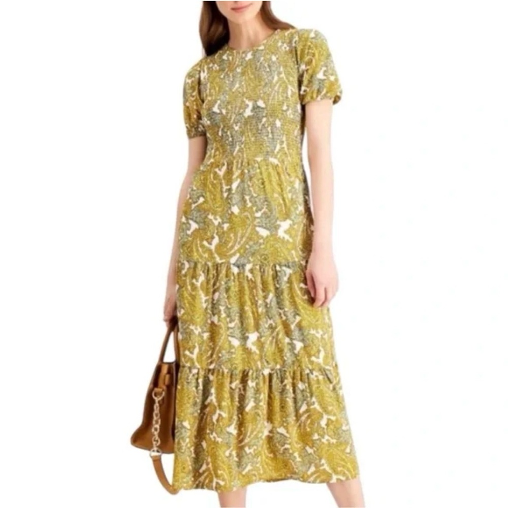 Michael Kors Smocked Paisley Midi Dress